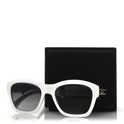 Chanel Acetate Metal Square Folding Sunglasses 6055-B White 7 of 7