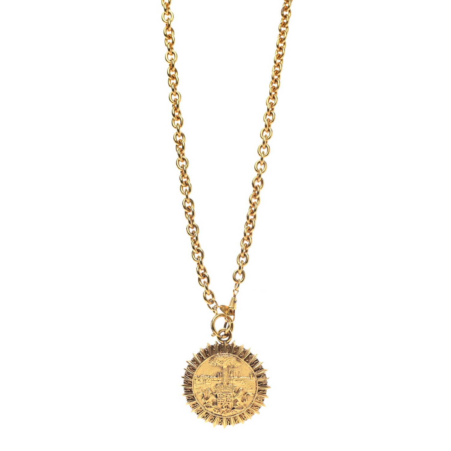 Chanel Metal Medallion CC Chain Necklace Gold 1 of 7