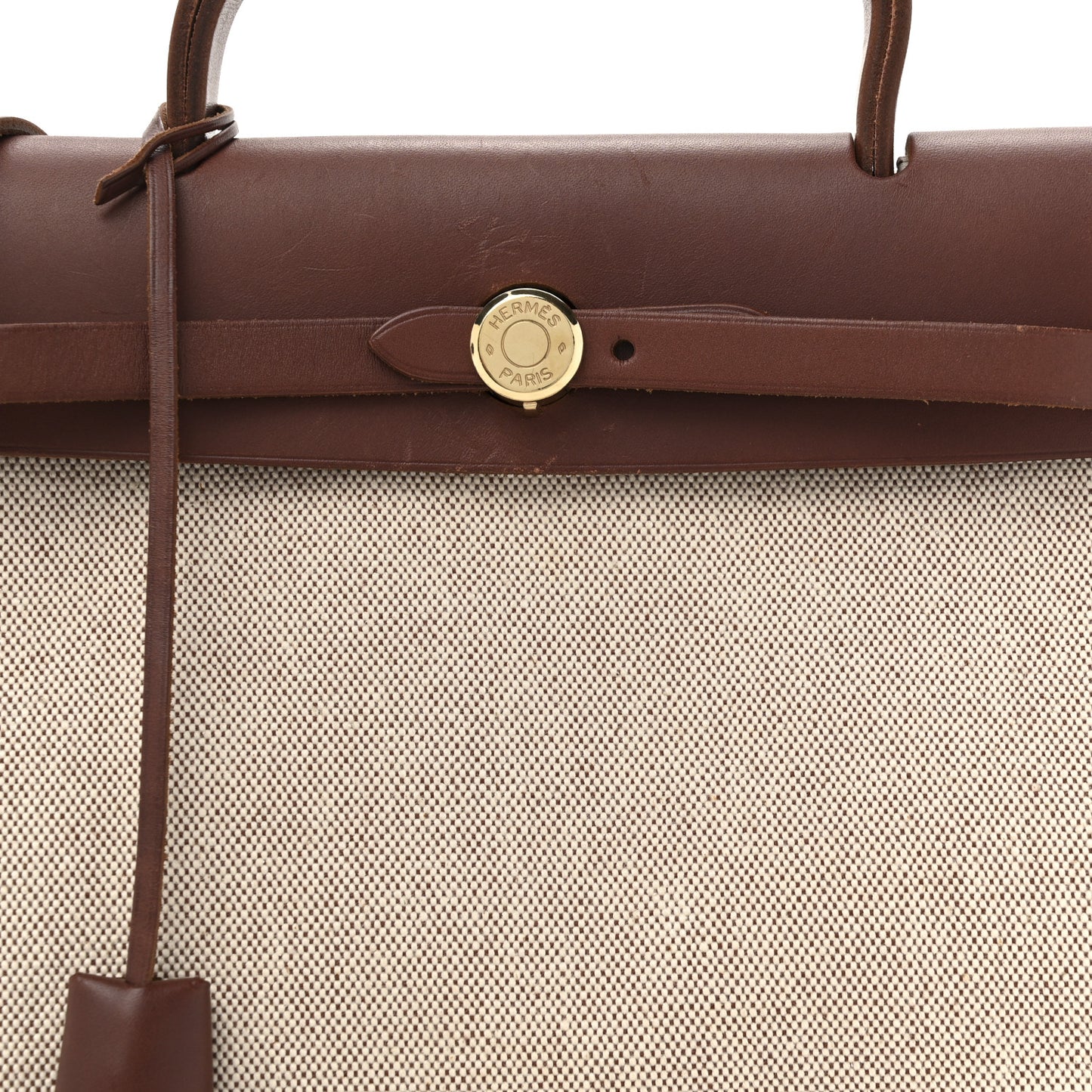 Toile Vache Calfskin Herbag 30 PM Havane