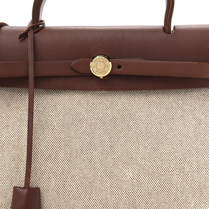 Hermes Toile Vache Calfskin Herbag 30 PM Havane 10 of 15