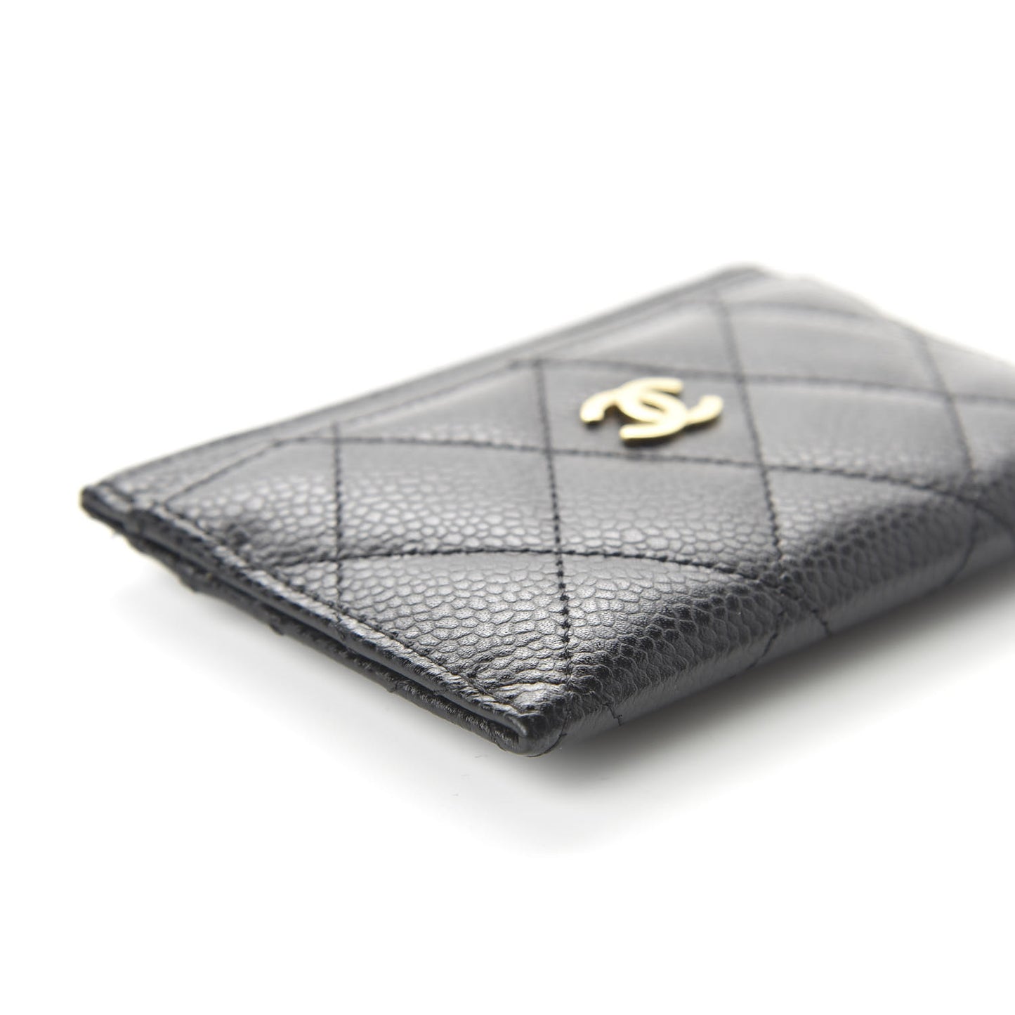 Caviar Quilted Card Holder Black