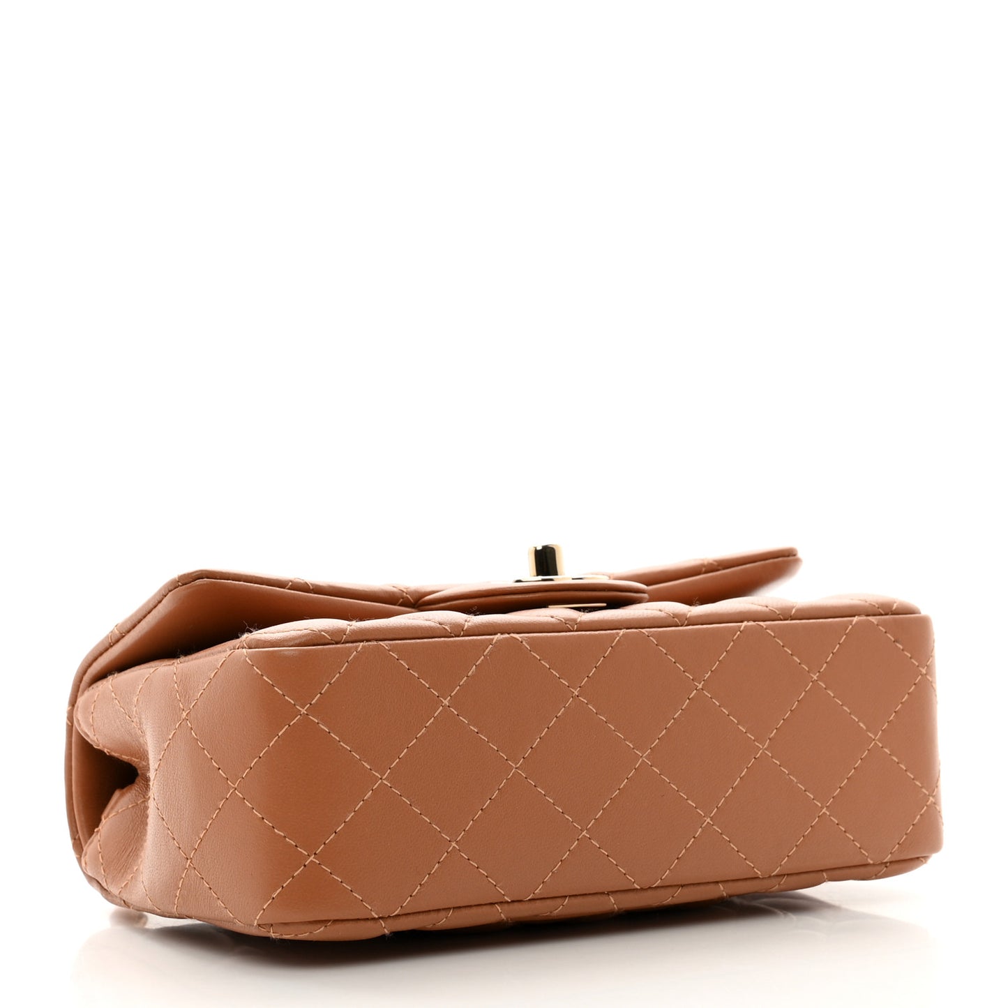 Lambskin Quilted Mini Rectangular Flap Brown