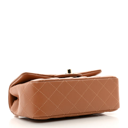 Chanel Lambskin Quilted Mini Rectangular Flap Brown 3 of 9