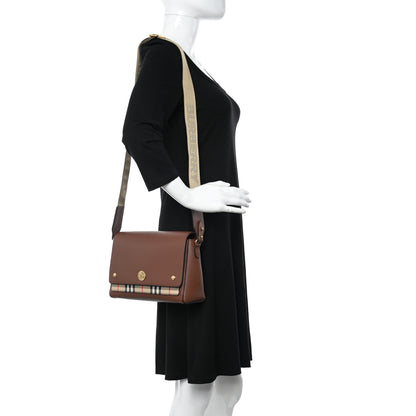 Burberry Calfskin Vintage Check Note Crossbody Bag Tan 2 of 10