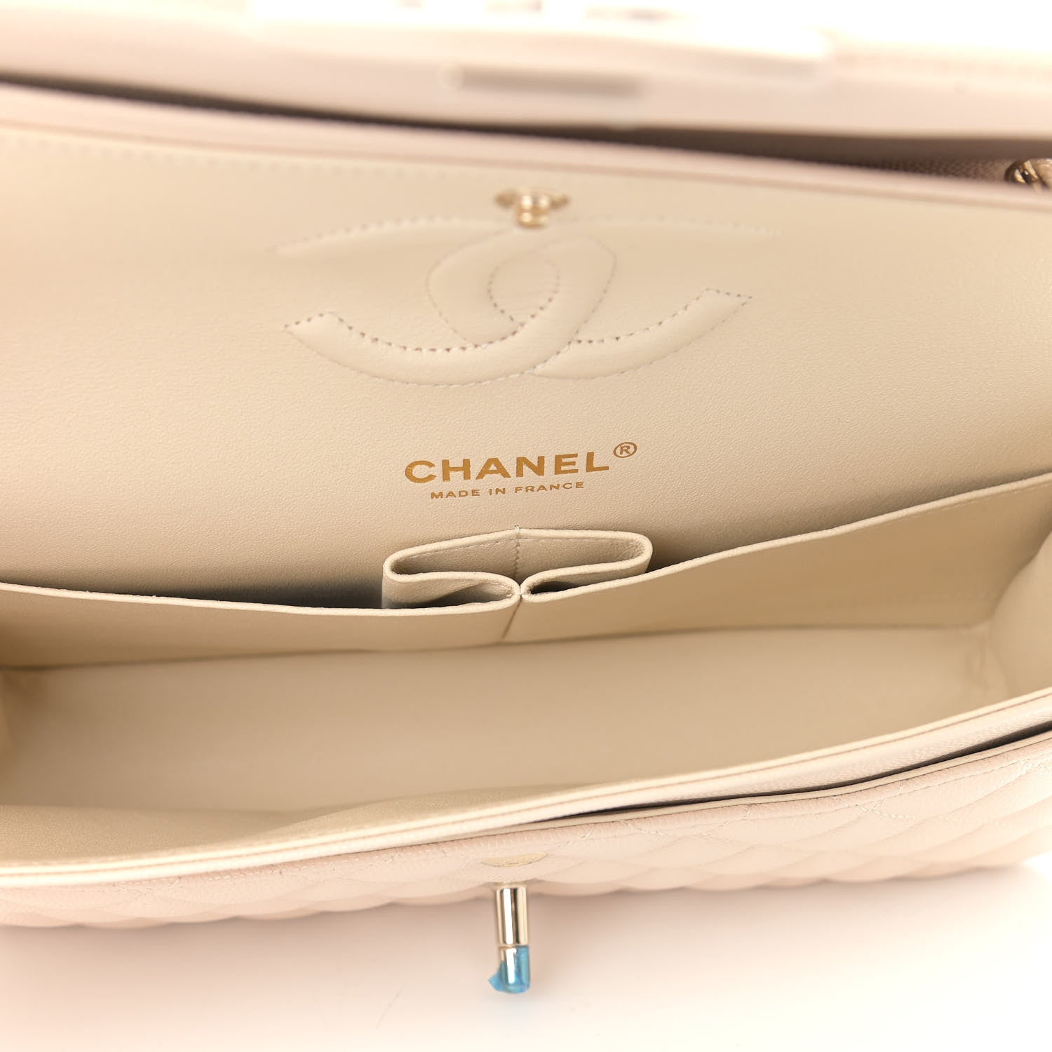 Chanel Caviar Quilted Medium Double Flap Light Beige 5 of 9