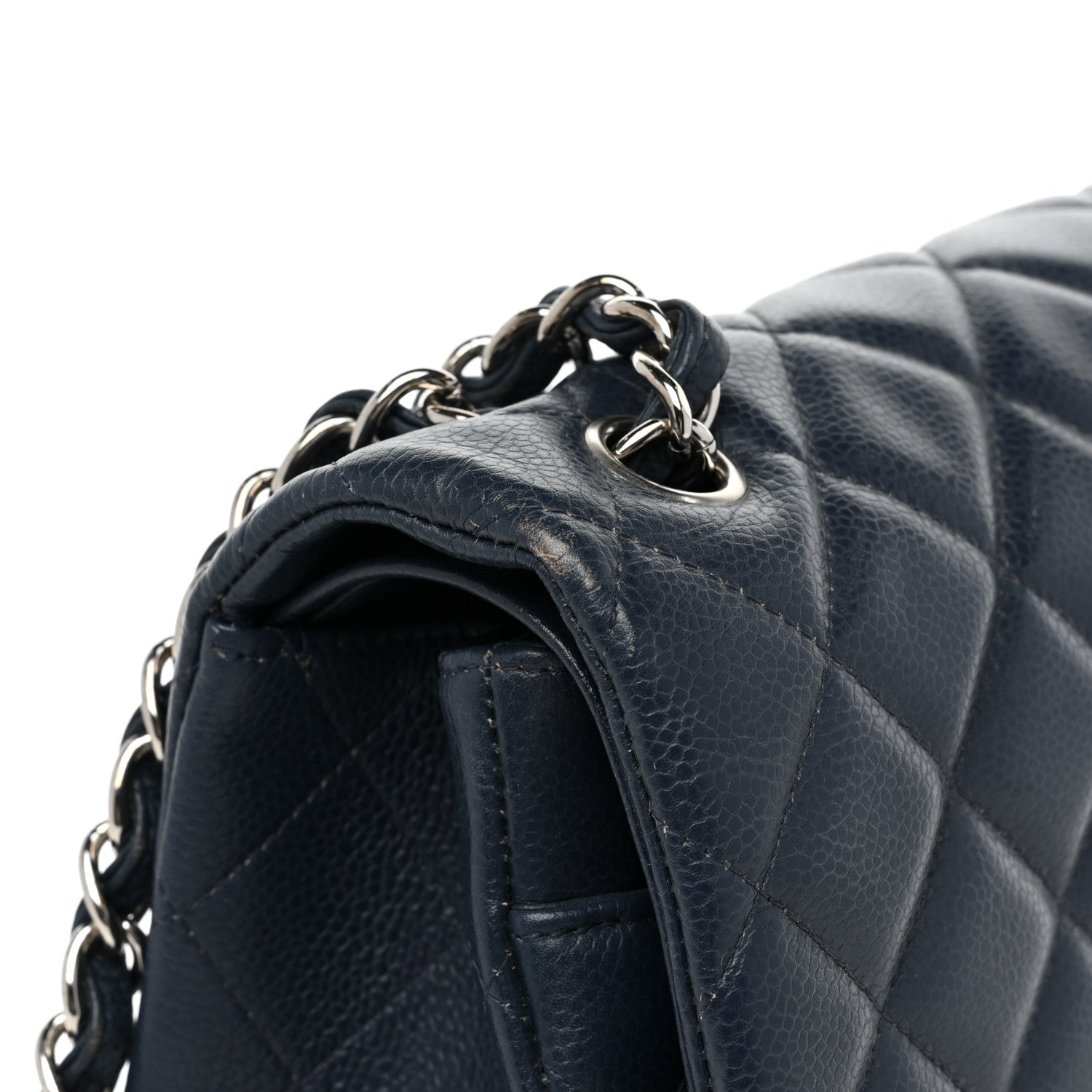 Chanel Caviar Quilted Jumbo Double Flap Navy Blue 20 of 21