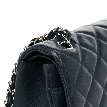 Chanel Caviar Quilted Jumbo Double Flap Navy Blue 20 of 21