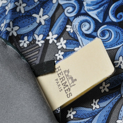 Hermes Silk Chemin De Corail Scarf 90 Anthracite Blue Jean Gris 5 of 6