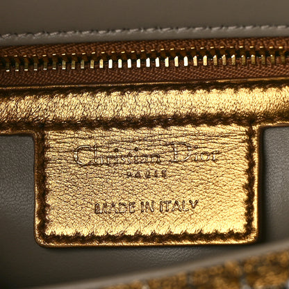 Christian Dior Calfskin Strass Embroidered Small Caro Bag Gold 6 of 9