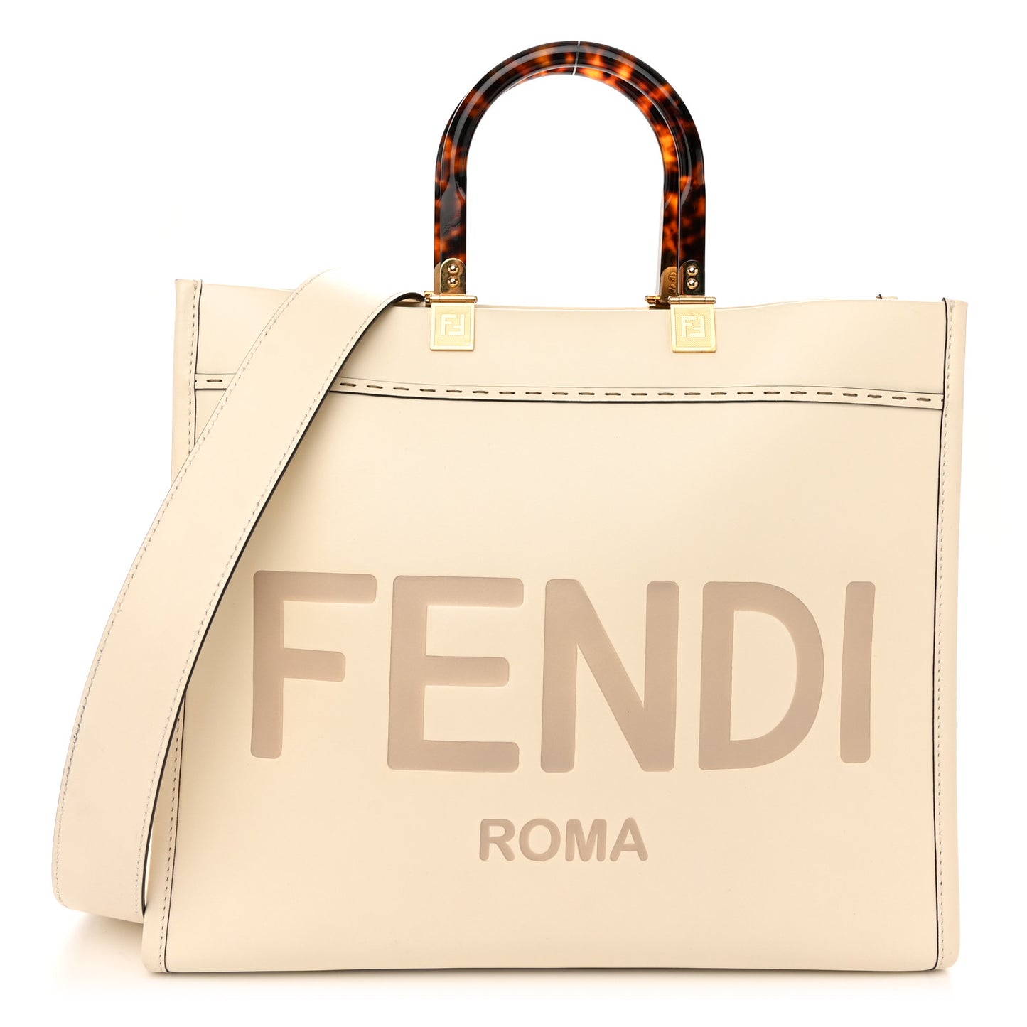 Vitello King Plexiglass Medium Fendi Sunshine Shopper Tote White Ice