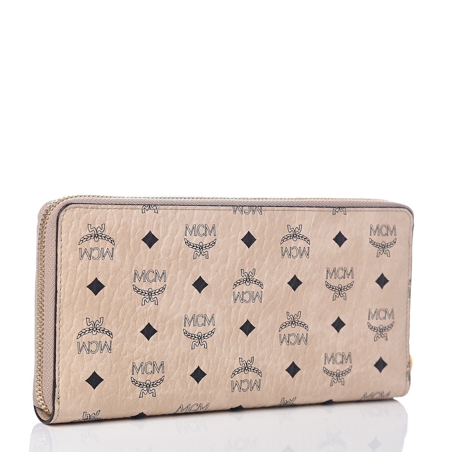 MCM Visetos Large Zip Around Large Wallet Beige 3 of 6