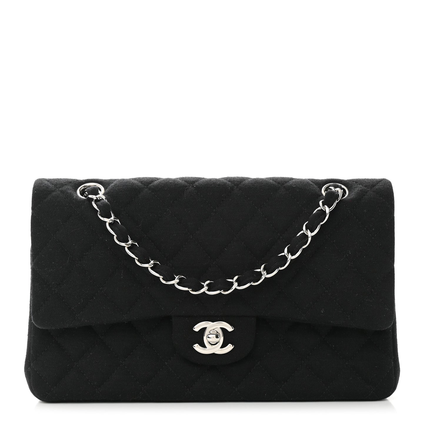 Jersey Quilted Medium Double Flap Black