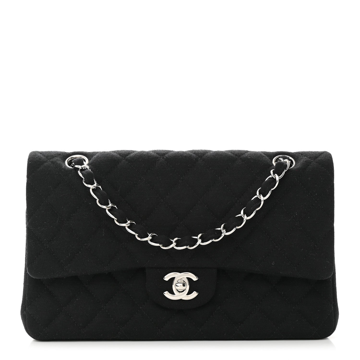 Chanel Jersey Quilted Medium Double Flap Black 1 of 10