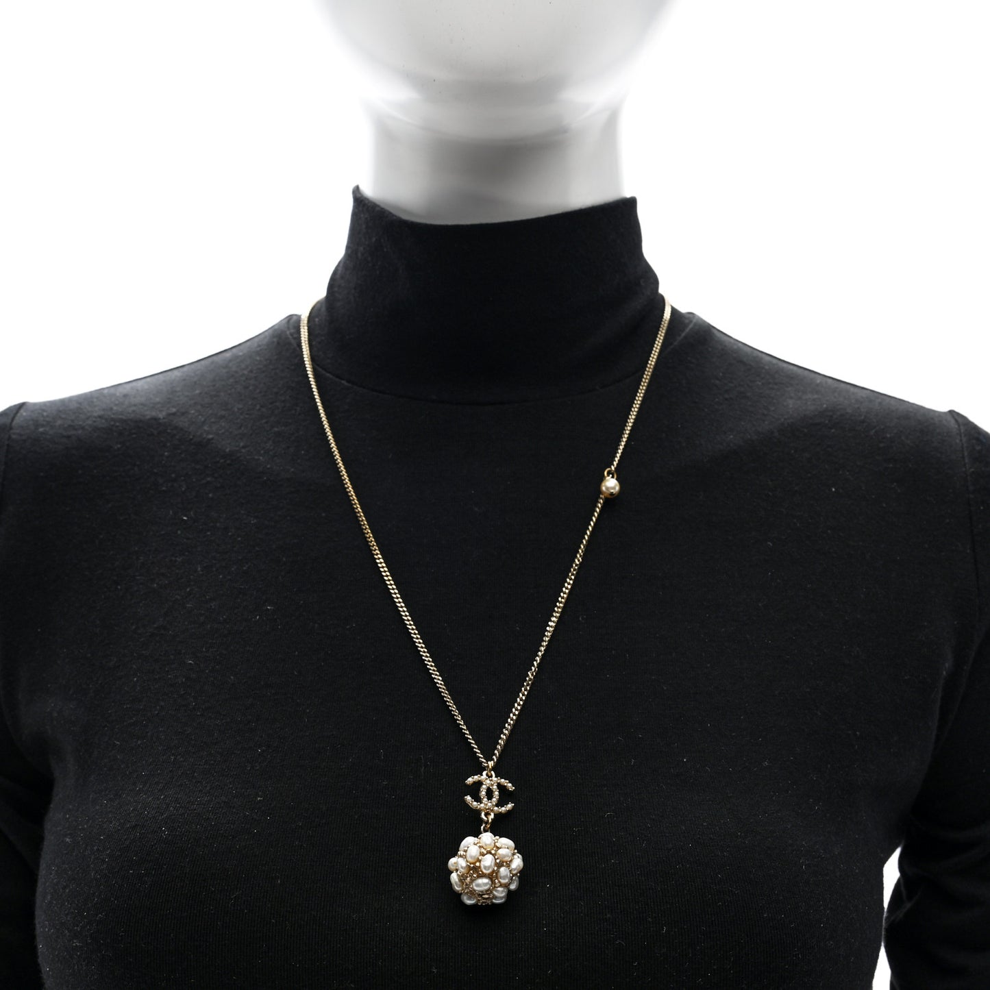 Pearl CC Cluster Necklace Gold