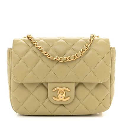 Chanel Lambskin Enamel Quilted Mini Coco Hearts Square Flap Light Green 1 of 12