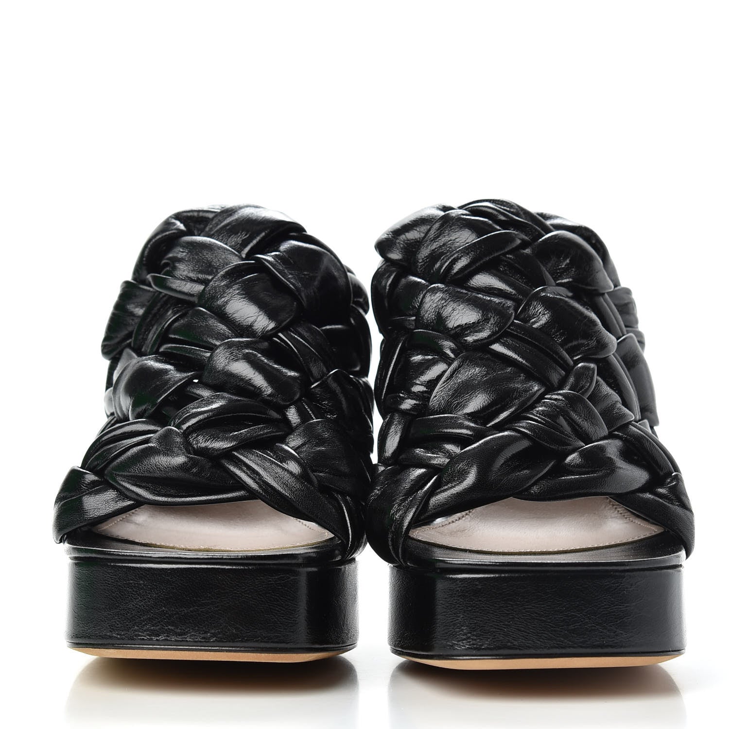 Bottega Veneta Shiny Nappa Intreccio The Board Platform Mule Sandals 37.5 Black 2 of 10