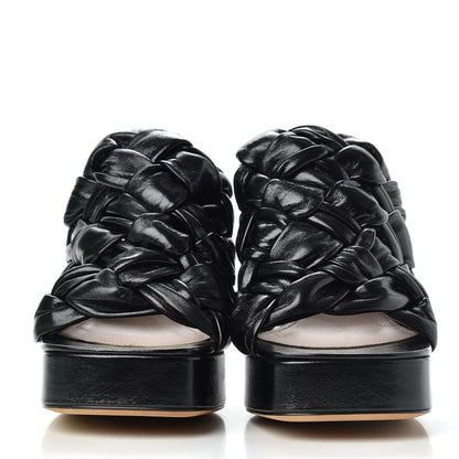 Bottega Veneta Shiny Nappa Intreccio The Board Platform Mule Sandals 37.5 Black 2 of 10