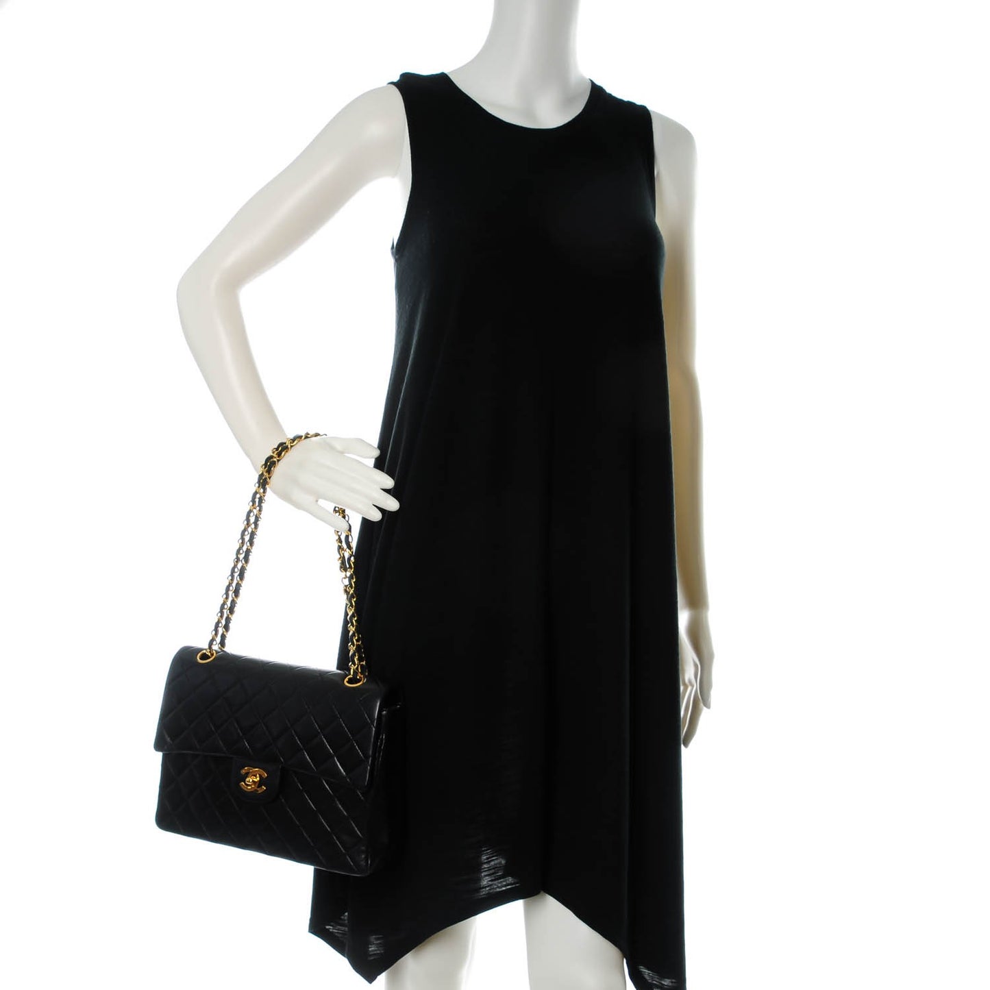 Lambskin Quilted Medium Double Flap Black