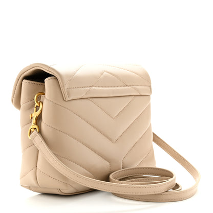 Saint Laurent Calfskin Y Quilted Monogram Toy Loulou Crossbody Bag Dark Beige 3 of 11