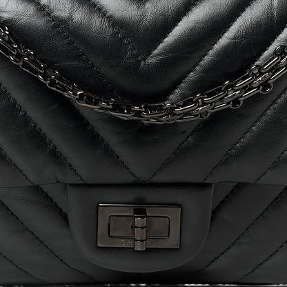 Chanel Aged Calfskin Chevron Quilted 2.55 Reissue 225 Flap So Black 7 of 9
