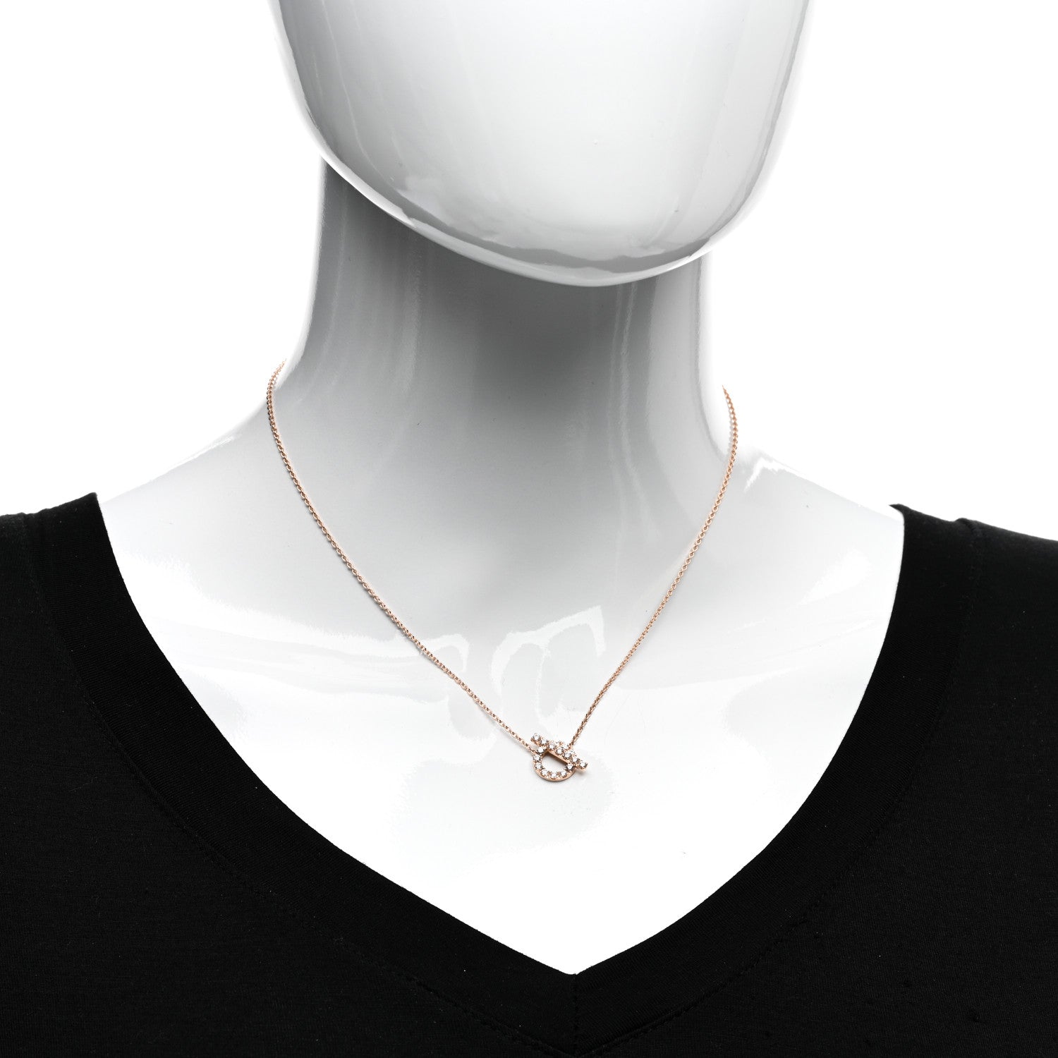 Hermes 18K Rose Gold Diamond Finesse Pendant Necklace 2 of 5