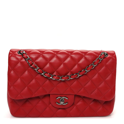 Chanel Lambskin Quilted Jumbo Double Flap Red 1 of 12
