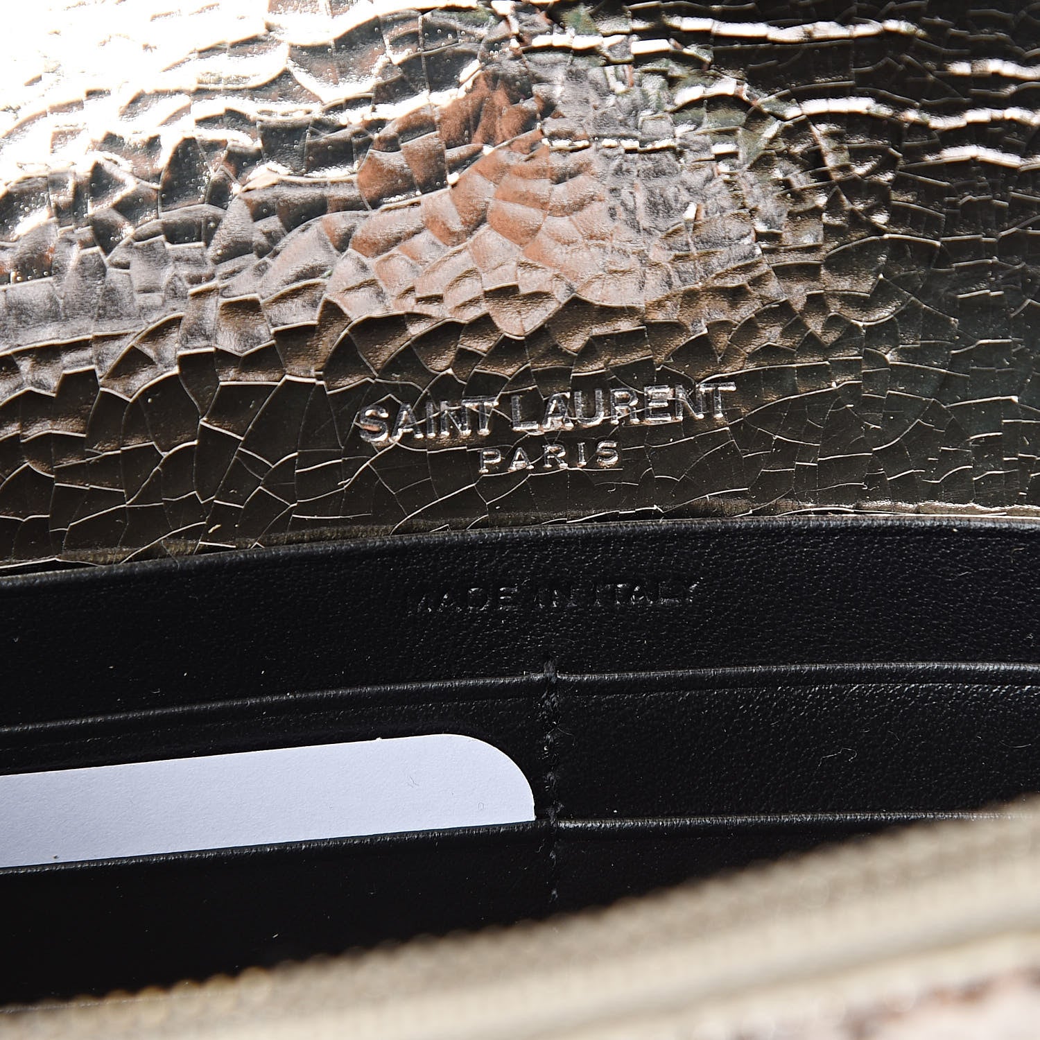 Saint Laurent Metallic Crackled Calfskin Kate Monogram Tassel Chain Wallet Gold 6 of 10