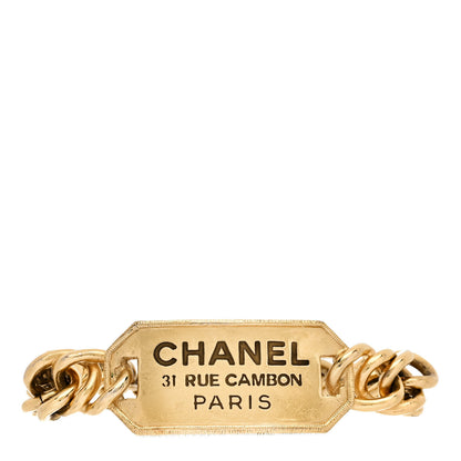 Chanel Metal 31 Rue Cambon Paris ID Chain Bracelet Gold 1 of 4