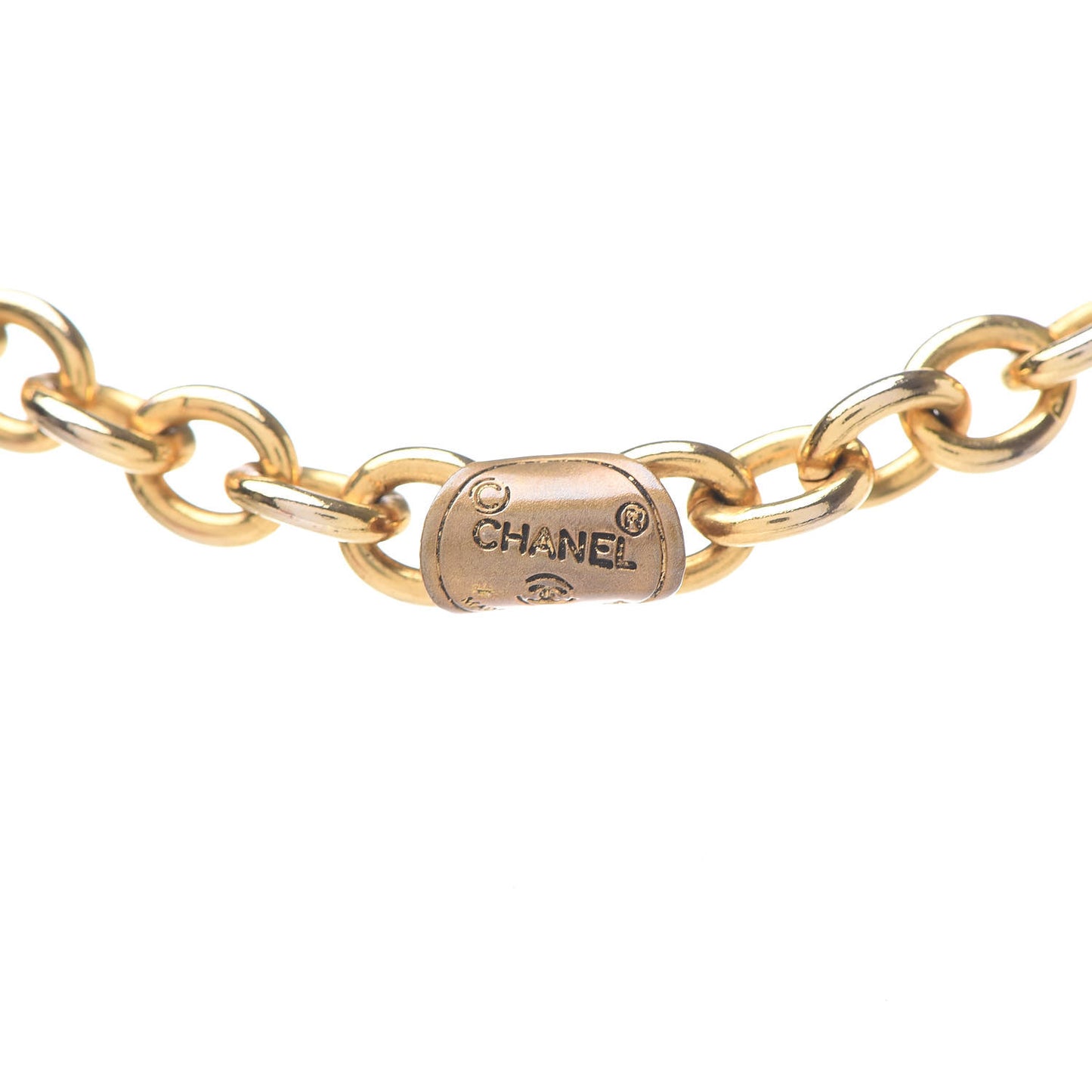 CC Medallion Long Chain Necklace Gold