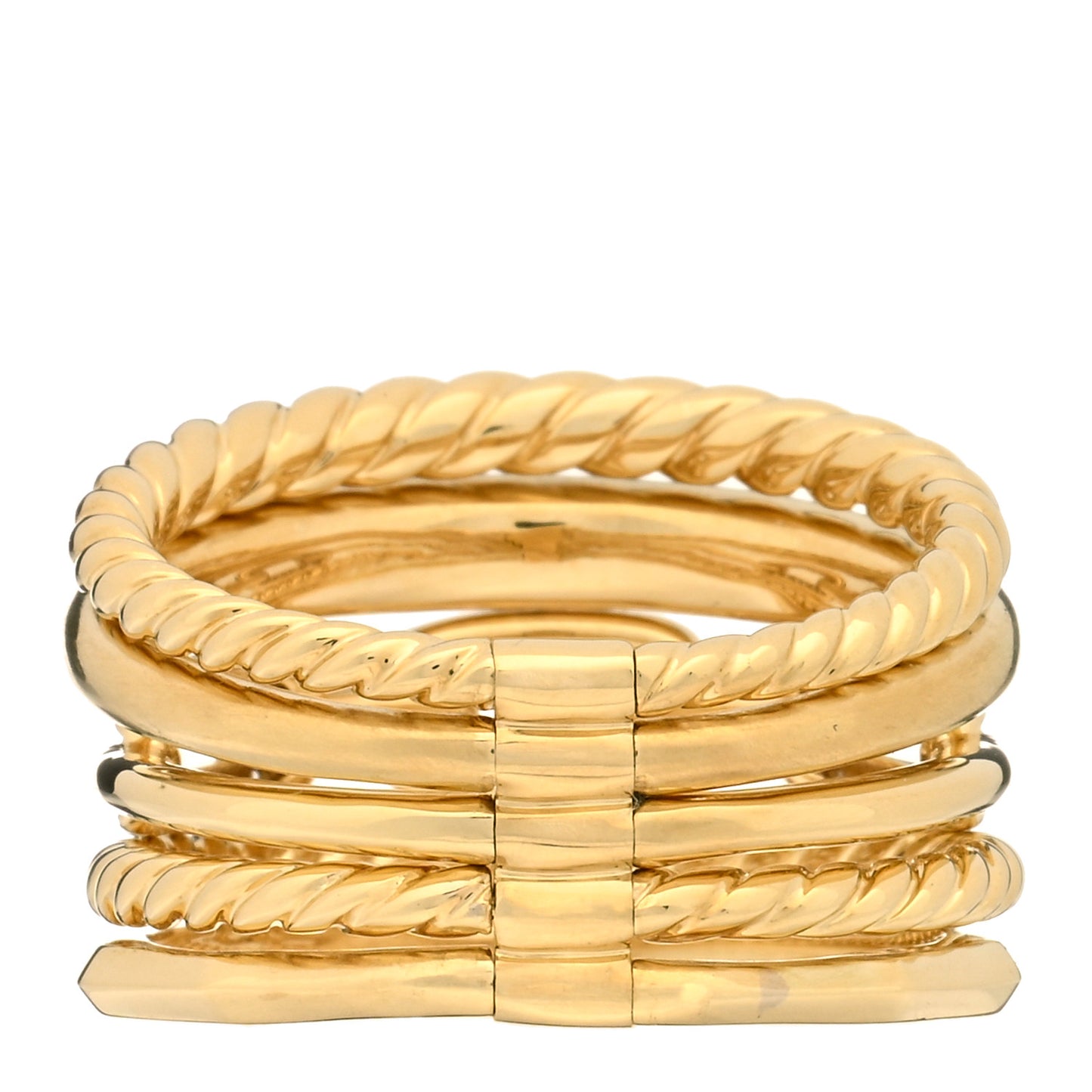 18K Yellow Gold Diamond 15mm Stax Five-Row Ring 56 7.5
