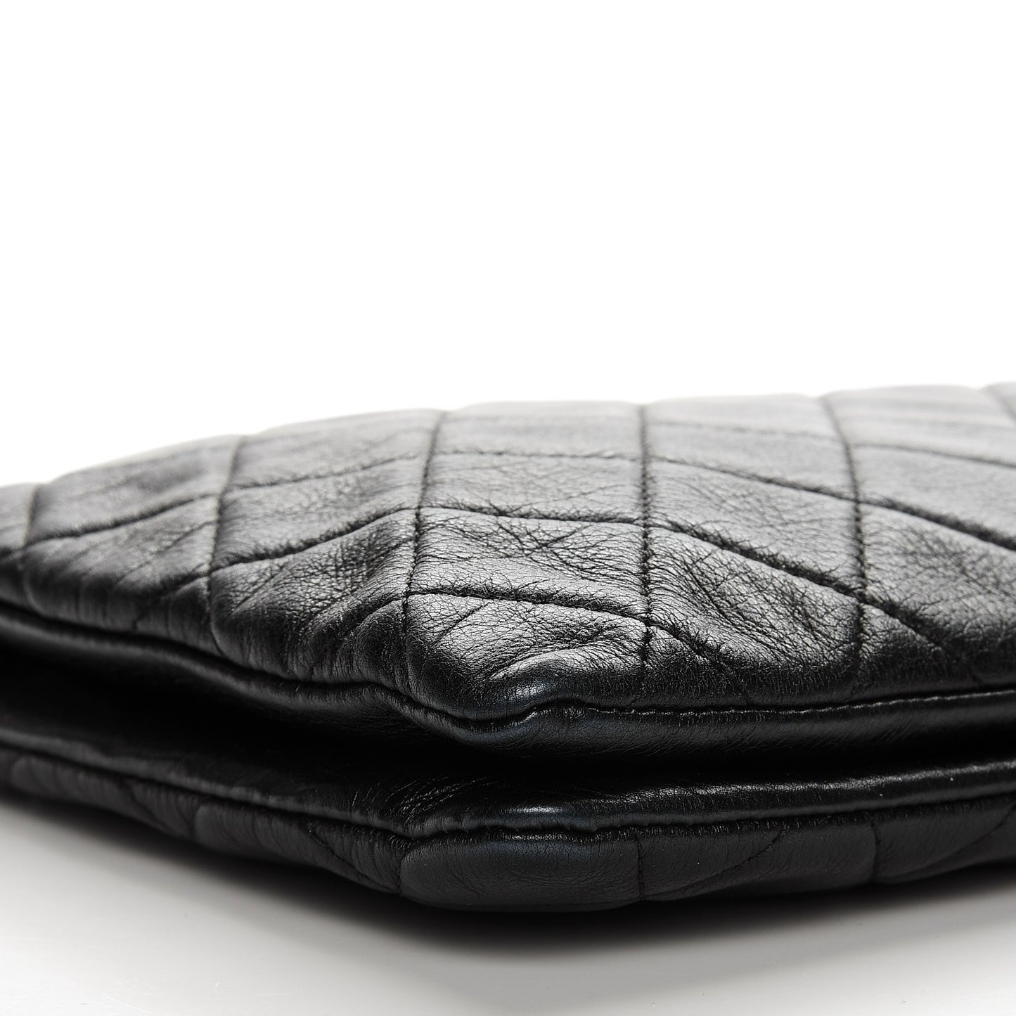 Calfskin Quilted Small Zipped Boy Pouch Black