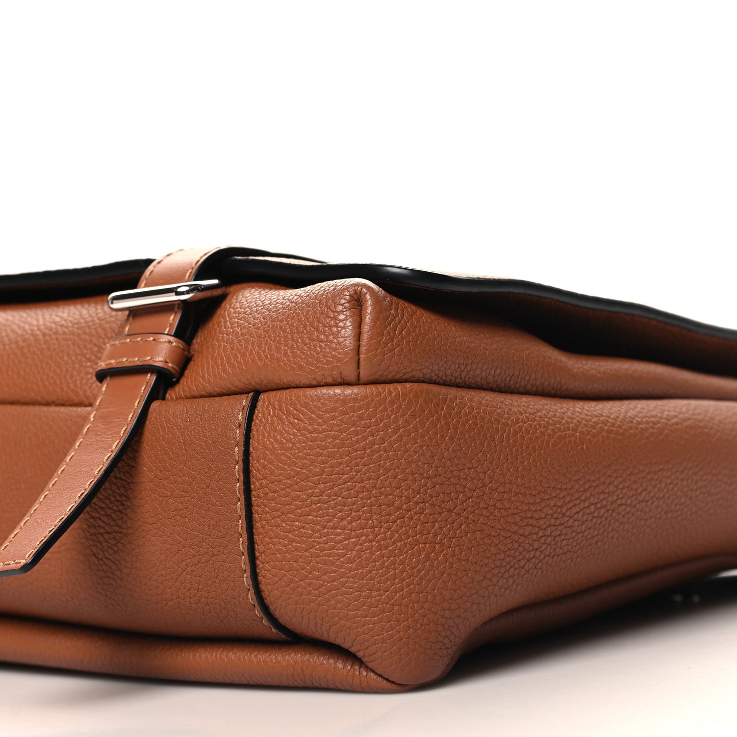 Soft Grained Calfskin Military Messenger Bag Tan