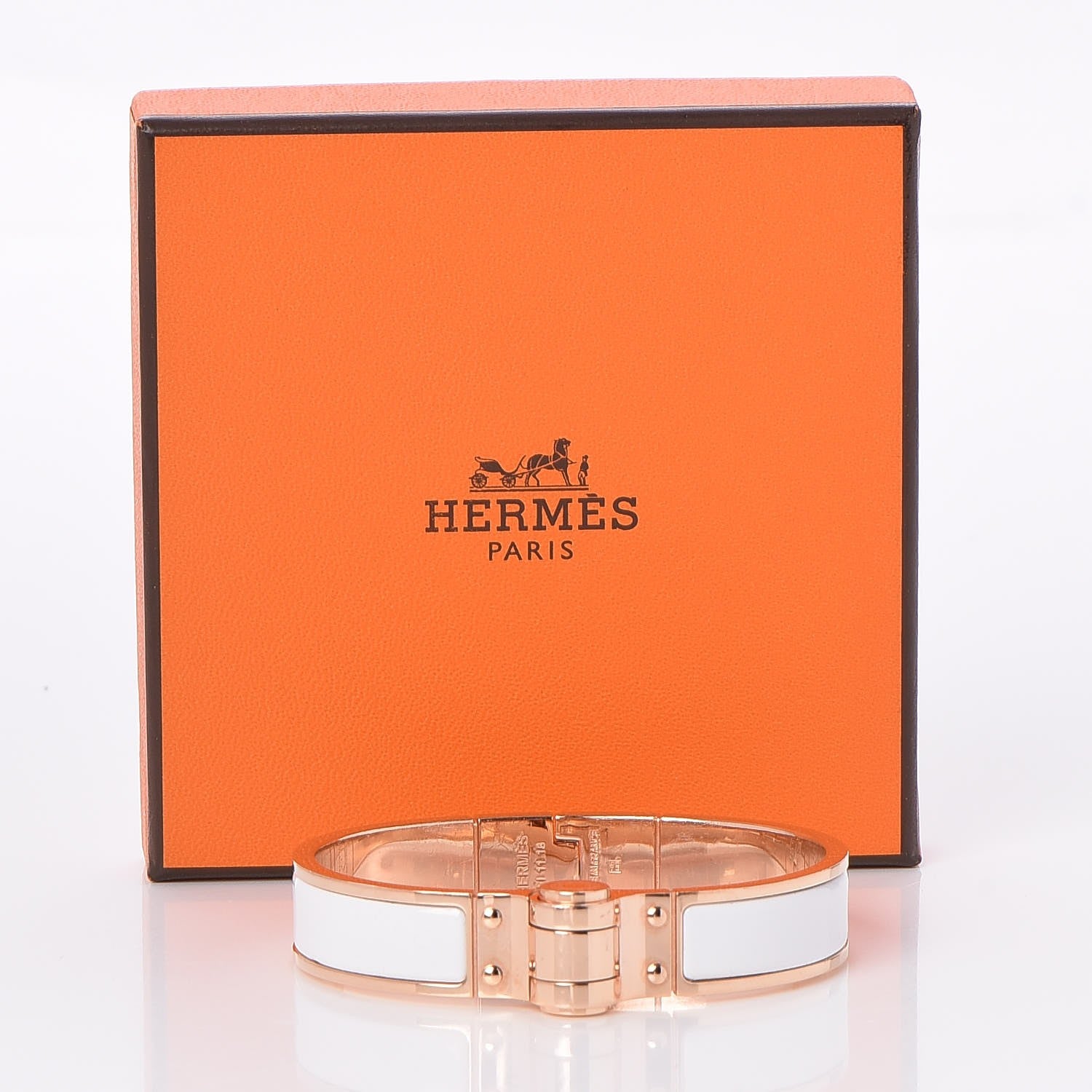 Hermes Enamel Charniere Uni Narrow Hinged Bracelet S White 6 of 6