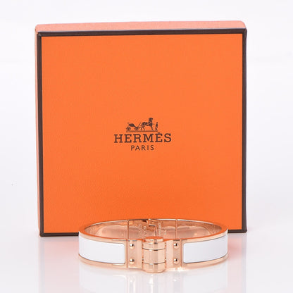 Hermes Enamel Charniere Uni Narrow Hinged Bracelet S White 6 of 6