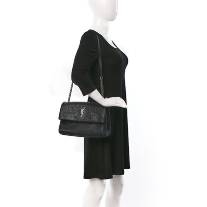 Saint Laurent Crocodile Embossed Calfskin Medium West Hollywood Monogram Fold-Over Black 2 of 8