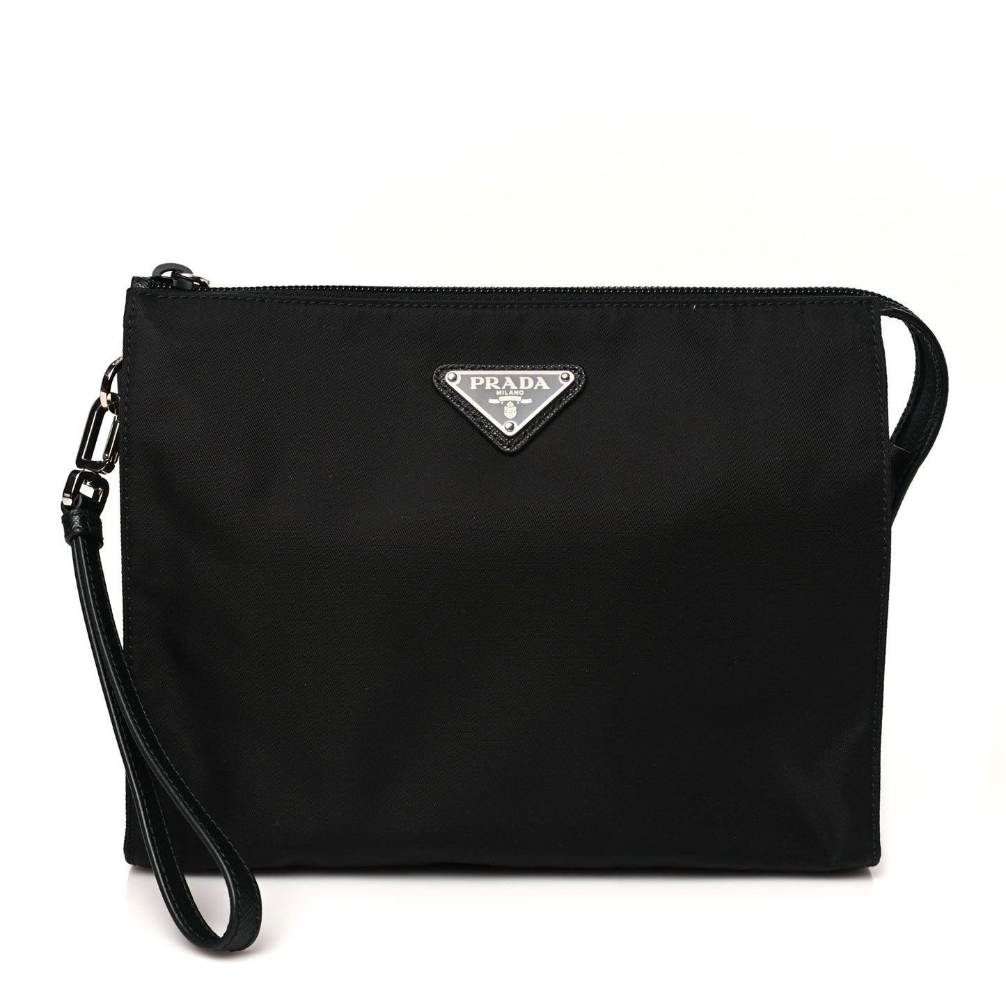 Tessuto Nylon Saffiano Wristlet Black