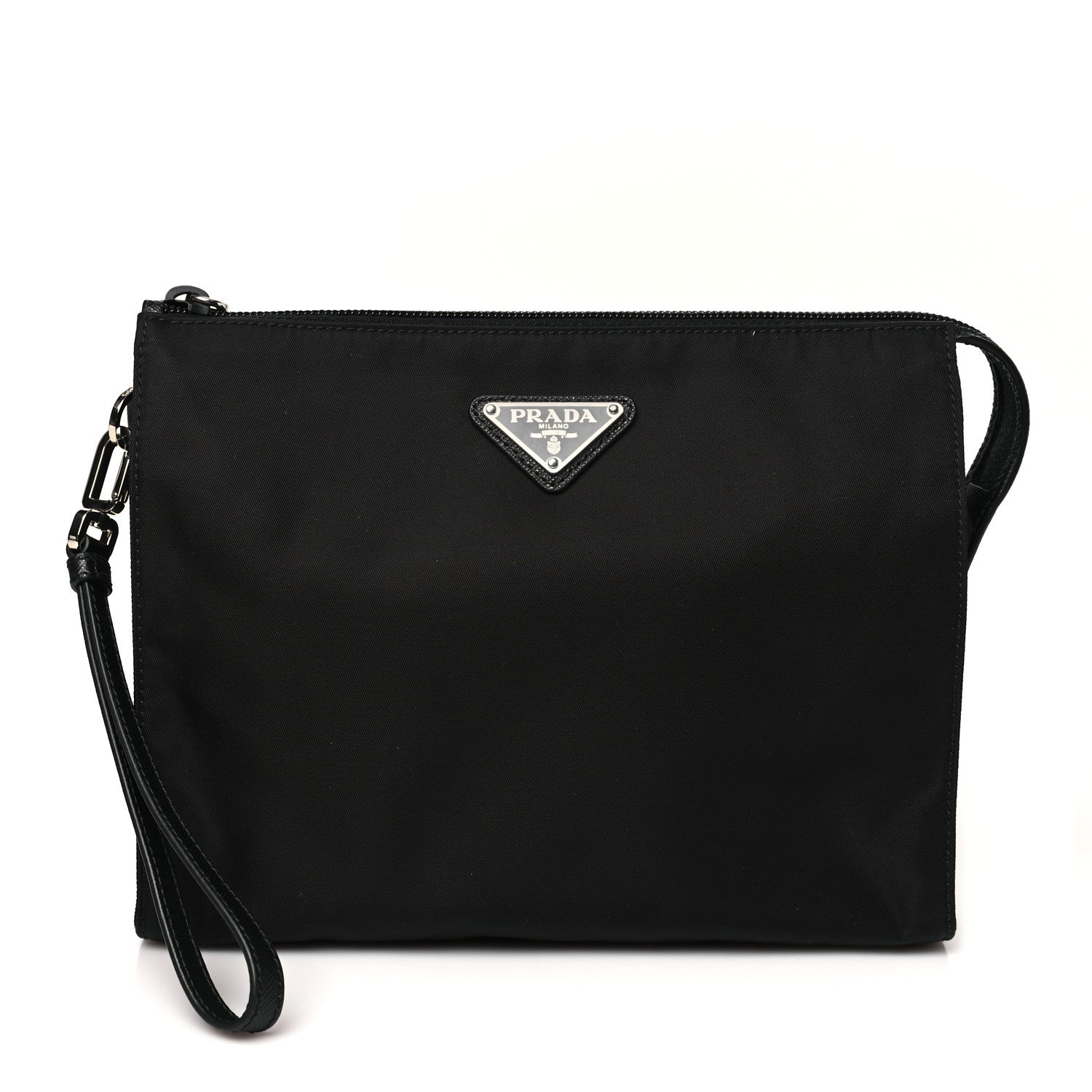 Prada Tessuto Nylon Saffiano Wristlet Black 1 of 10