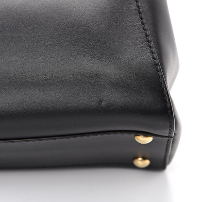 Fendi Vitello Morgan Fabric Jacquard Pequin Medium Peekaboo Iconic Satchel Black Tobacco 12 of 12