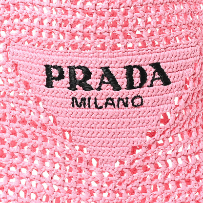 Prada Yarn Raffia Effect Crochet Logo Embroidered Tote Bag Petalo 7 of 9