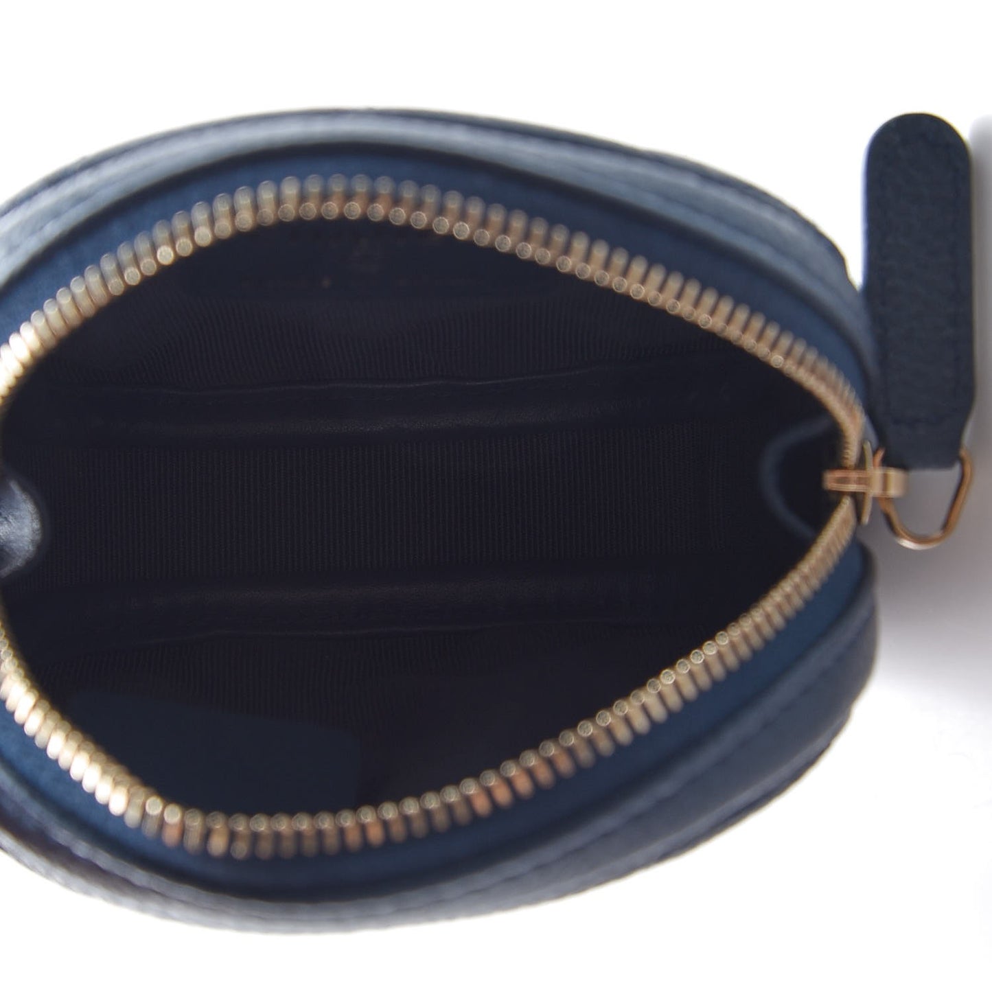 Metallic Caviar Quilted Zip Around Classic Coin Purse Dark Blue