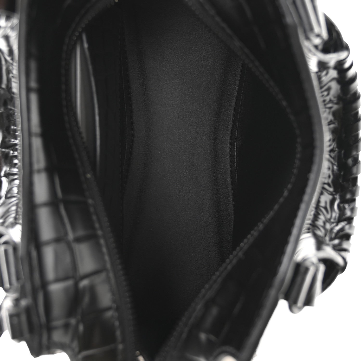 Balenciaga Semi Shiny Calfskin Crocodile Embossed Neo Classic Black Hardware Mini City Black 5 of 12