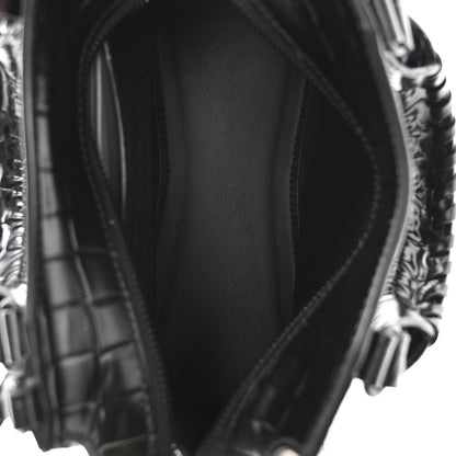 Balenciaga Semi Shiny Calfskin Crocodile Embossed Neo Classic Black Hardware Mini City Black 5 of 12