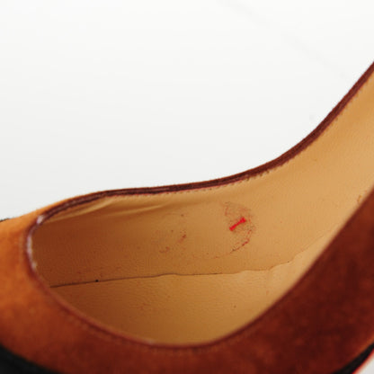Christian Louboutin Suede Calfskin Maggie 140 Pumps 38.5 Black Brown 16 of 16