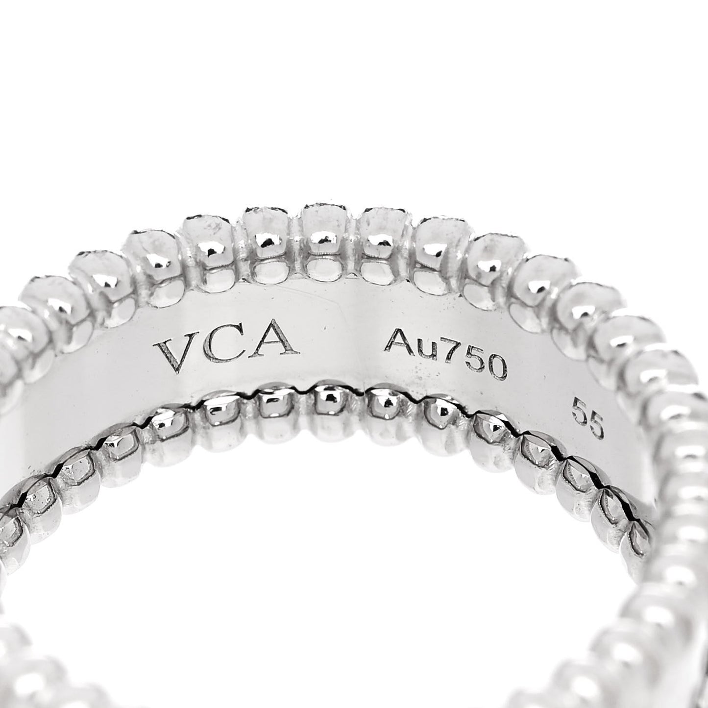 18K White Gold Perlee Signature Ring 55 7.25