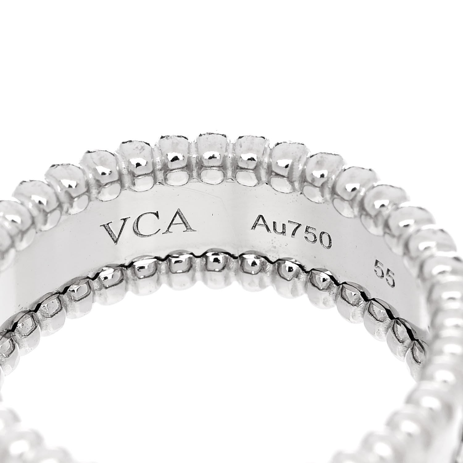 Van Cleef & Arpels 18K White Gold Perlee Signature Ring 55 7.25 4 of 5