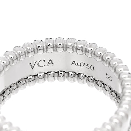 Van Cleef & Arpels 18K White Gold Perlee Signature Ring 55 7.25 4 of 5