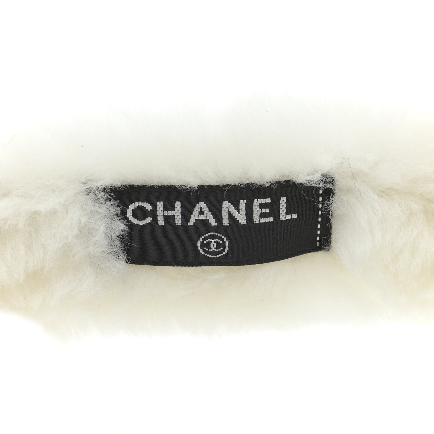 Shearling CC Ear Muffs White Black