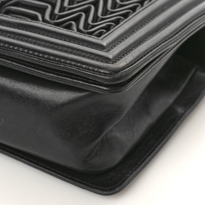 Chanel Calfskin Pleated Medium Boy Flap Black 9 of 12