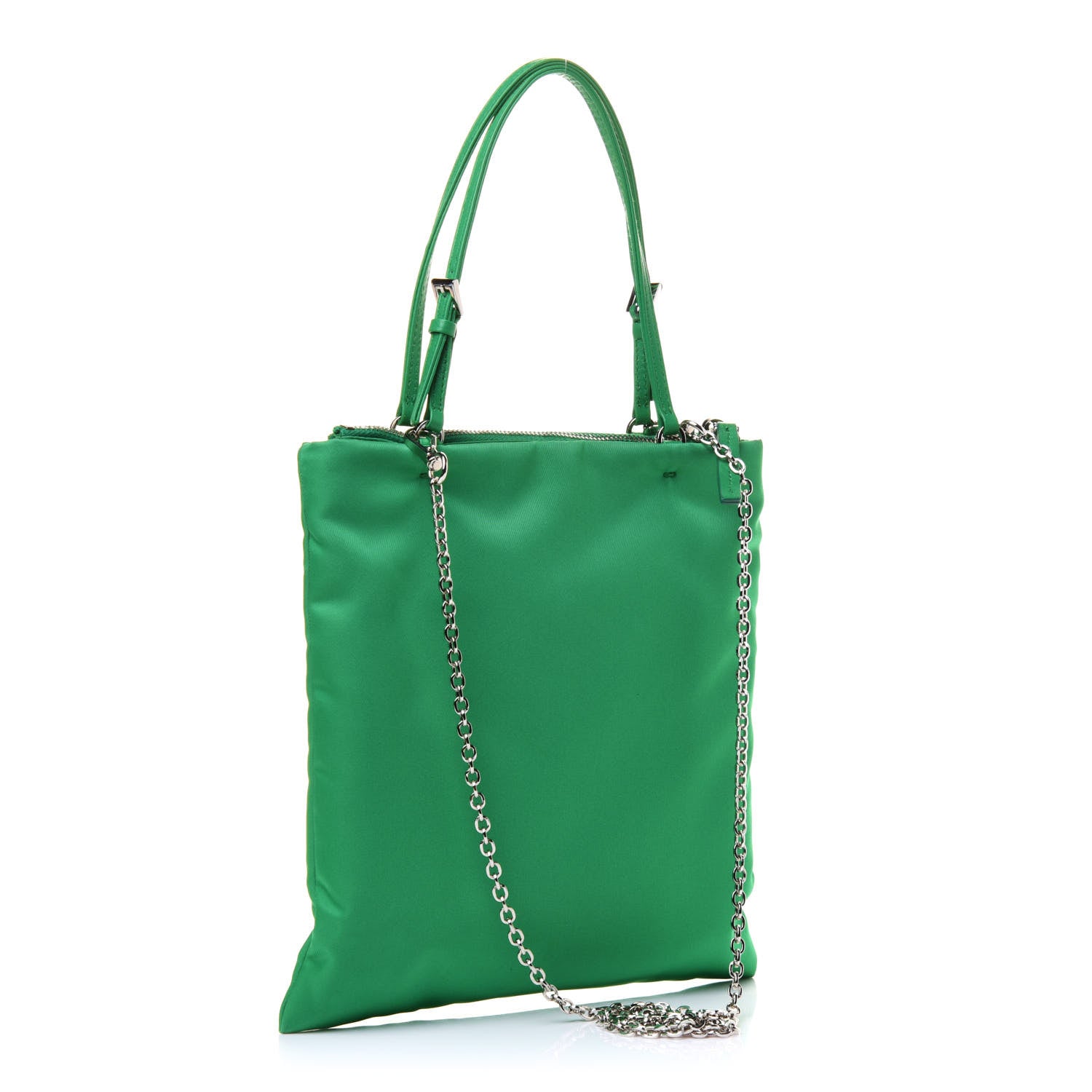 Prada Tessuto Nylon Chain Shopping Tote Menta 4 of 11