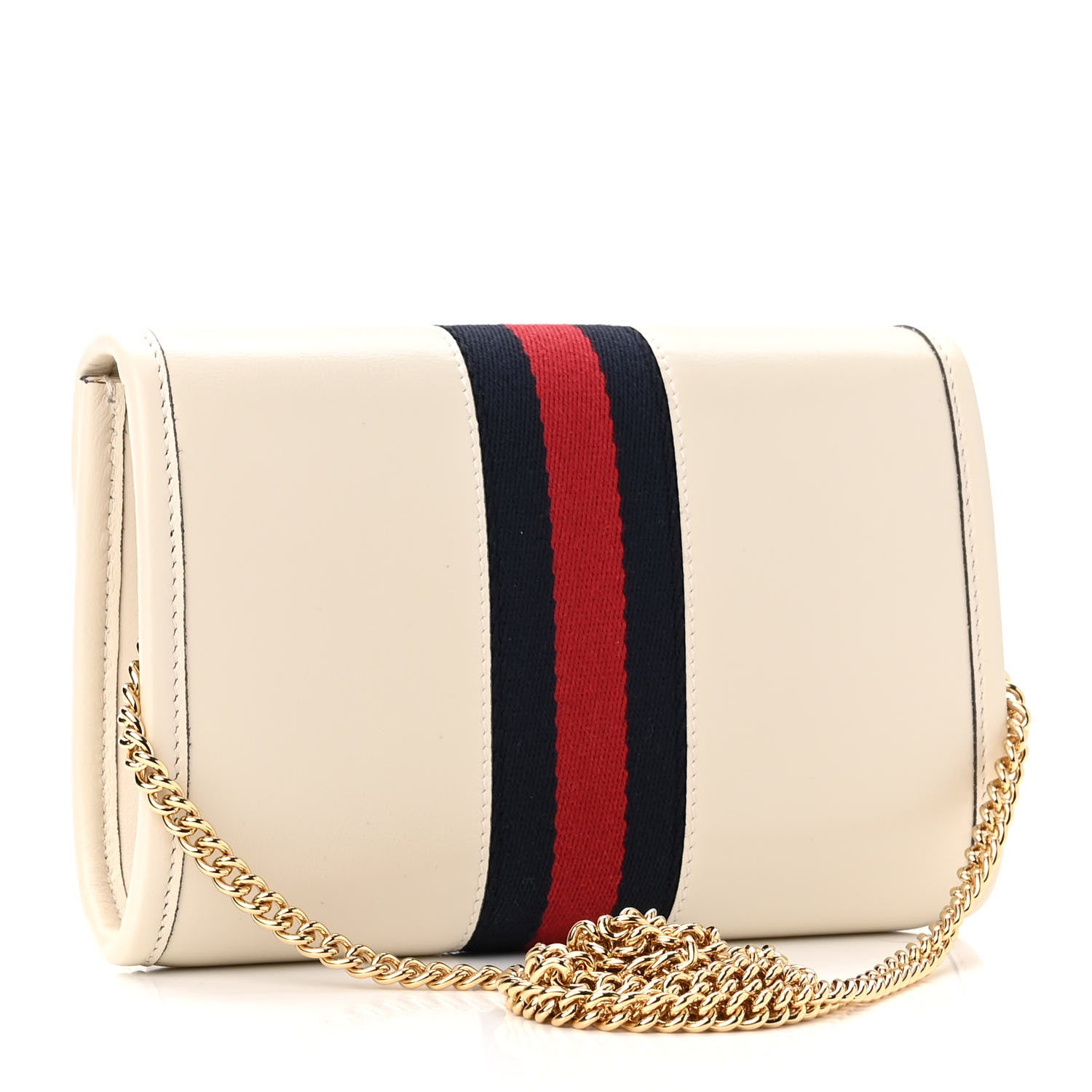 Gucci Textured Calfskin Web Mini Rajah Slim Flap Shoulder Bag Mystic White 3 of 11